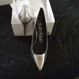 Calvin Klein, silver, size 7 high heels